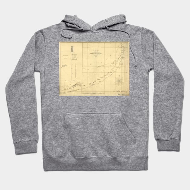 Vintage Map of The Florida Keys (1861) Hoodie by Bravuramedia